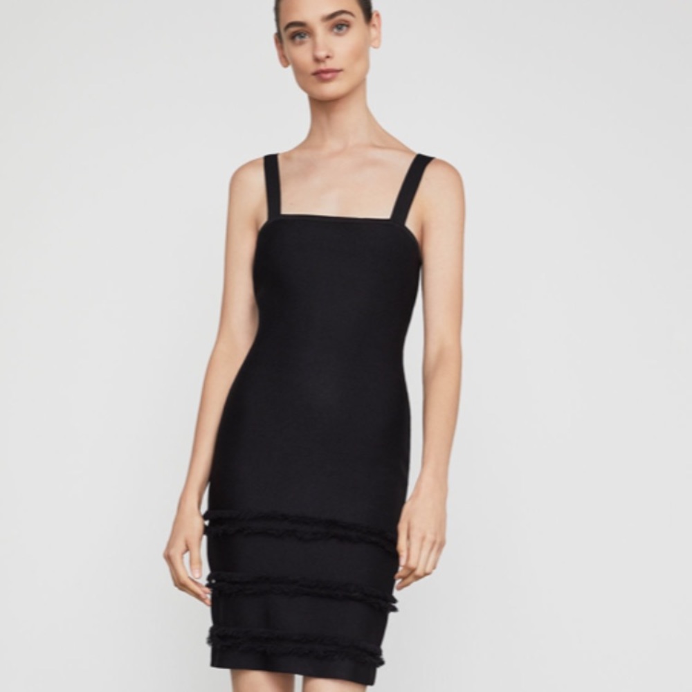 BCBG Max Azria Womens Knit Fringe Bodycon Dress